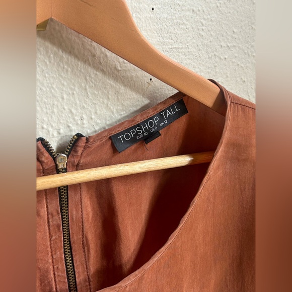 🇬🇧TOPSHOP TALL 2009 Rust/Brown Cupro Fabric Top - Picture 3 of 6